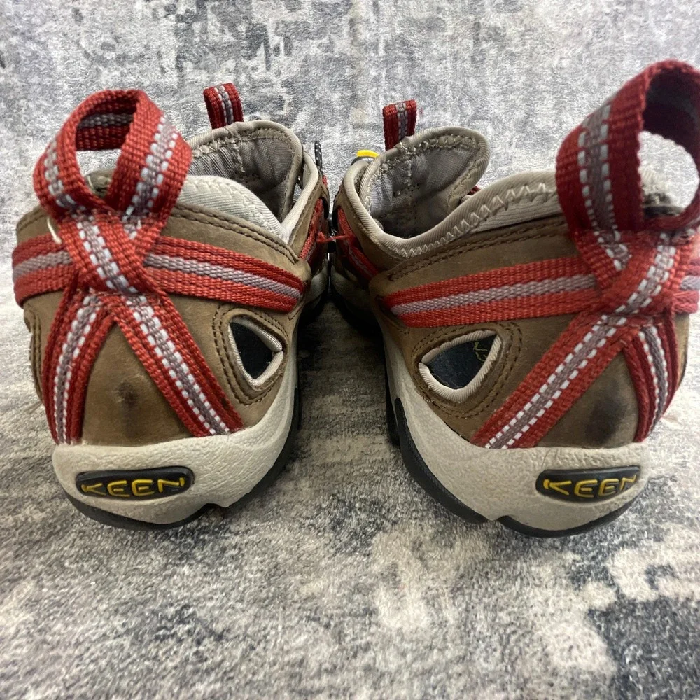 Keen Mens Size 9 Sandals Burnt Orange Tan Leather Mesh Hiking Outdoors